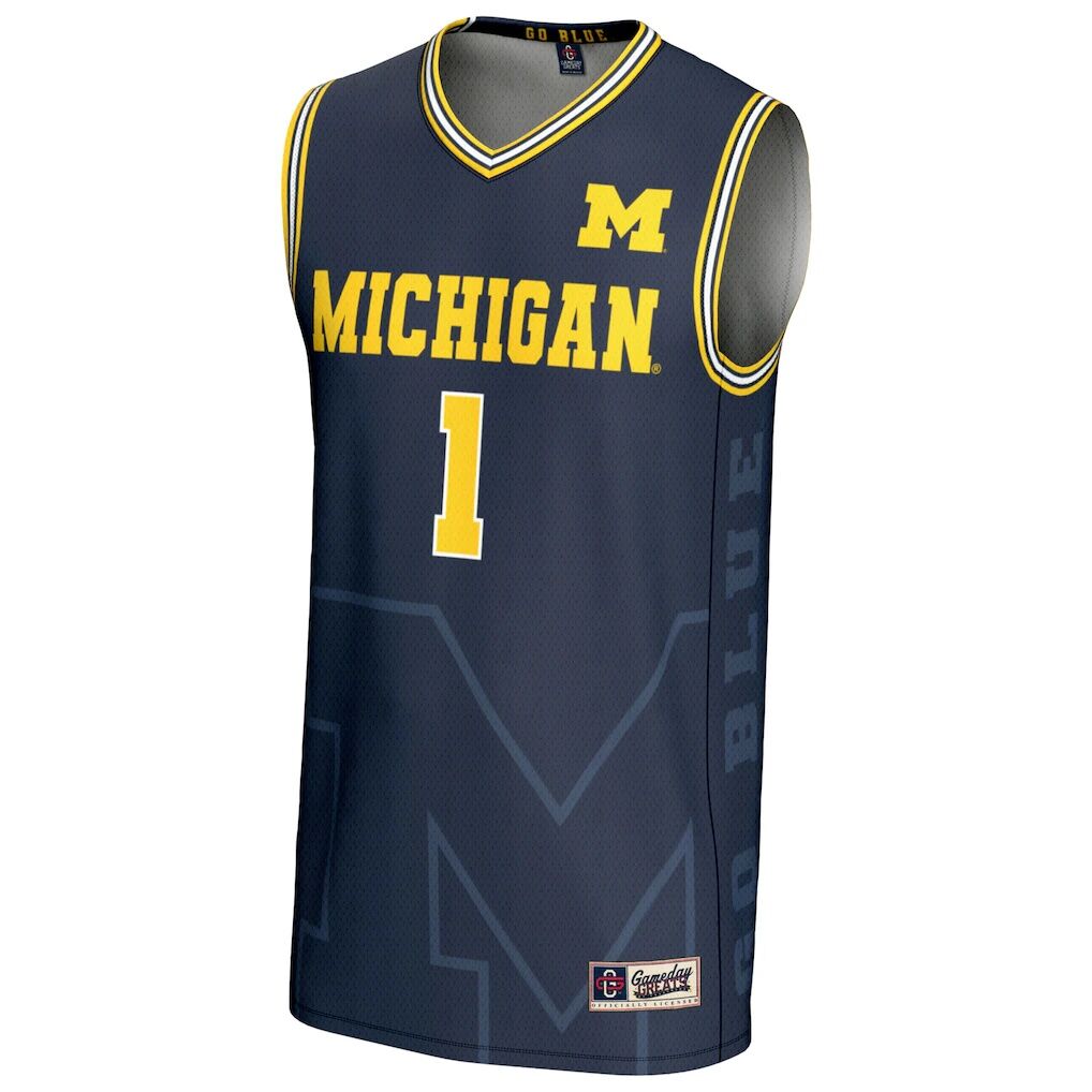 #1 Michigan Wolverines GameDay Greats Youth Icon Print Lightweight Basketball Fashion Jersey