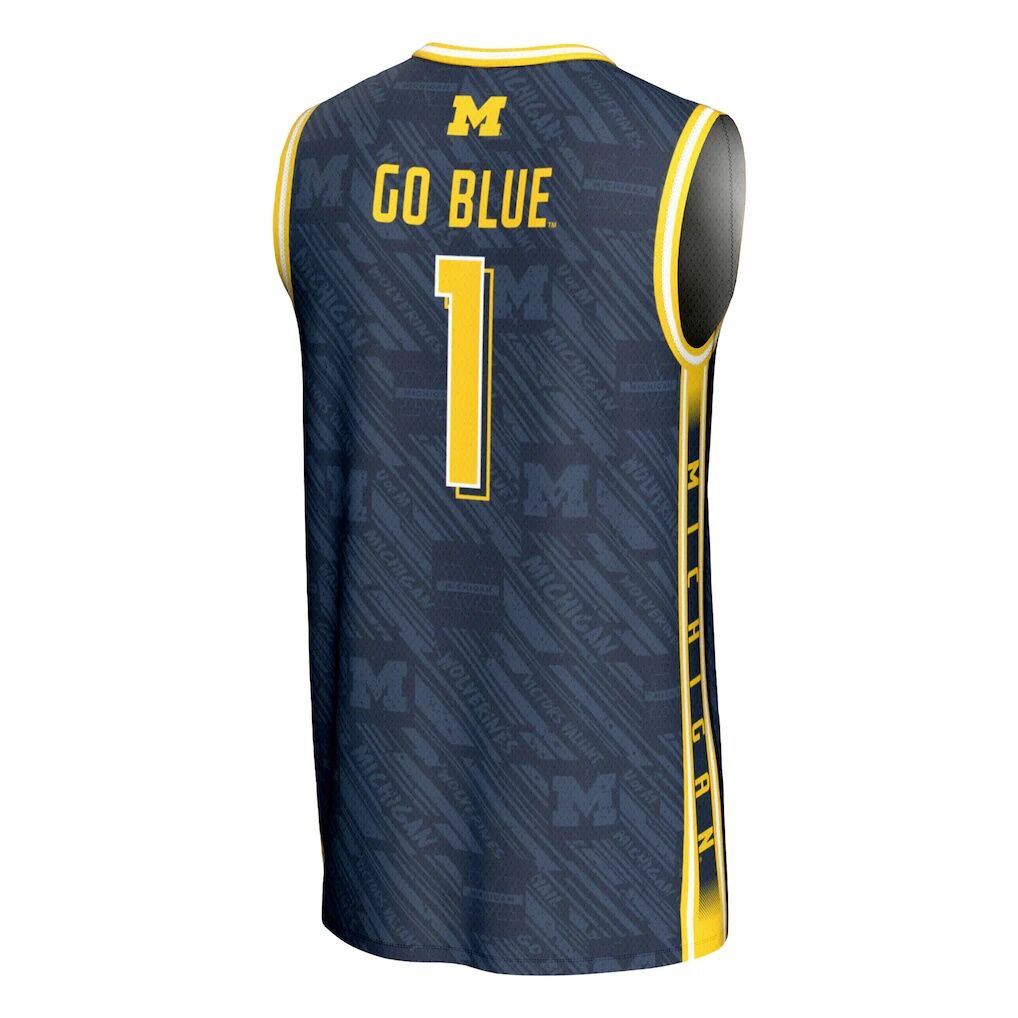 #1 Michigan Wolverines GameDay Greats Unisex Highlight Print Lightweight Basketball Fashion Jersey