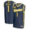 #1 Michigan Wolverines GameDay Greats Unisex Highlight Print Lightweight Basketball Fashion Jersey - Navy - Front View