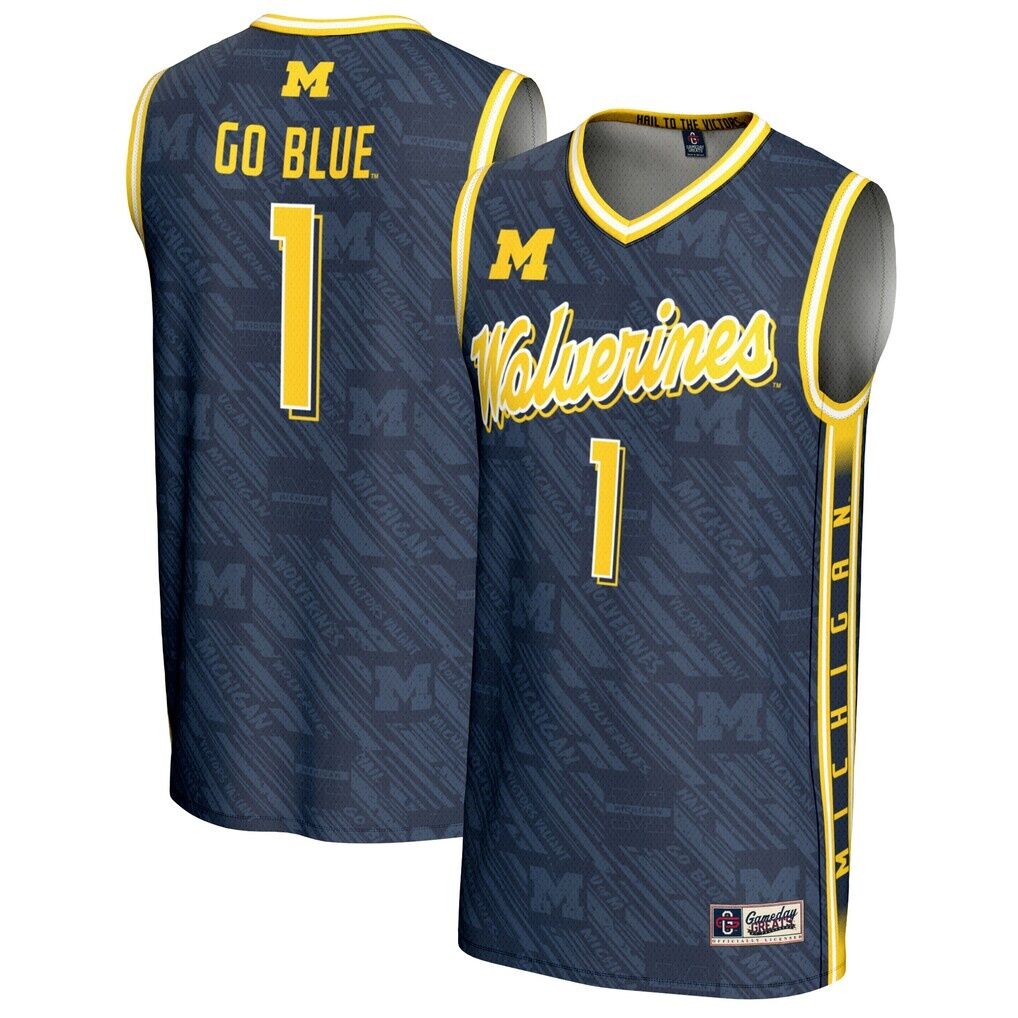 #1 Michigan Wolverines GameDay Greats Unisex Highlight Print Lightweight Basketball Fashion Jersey