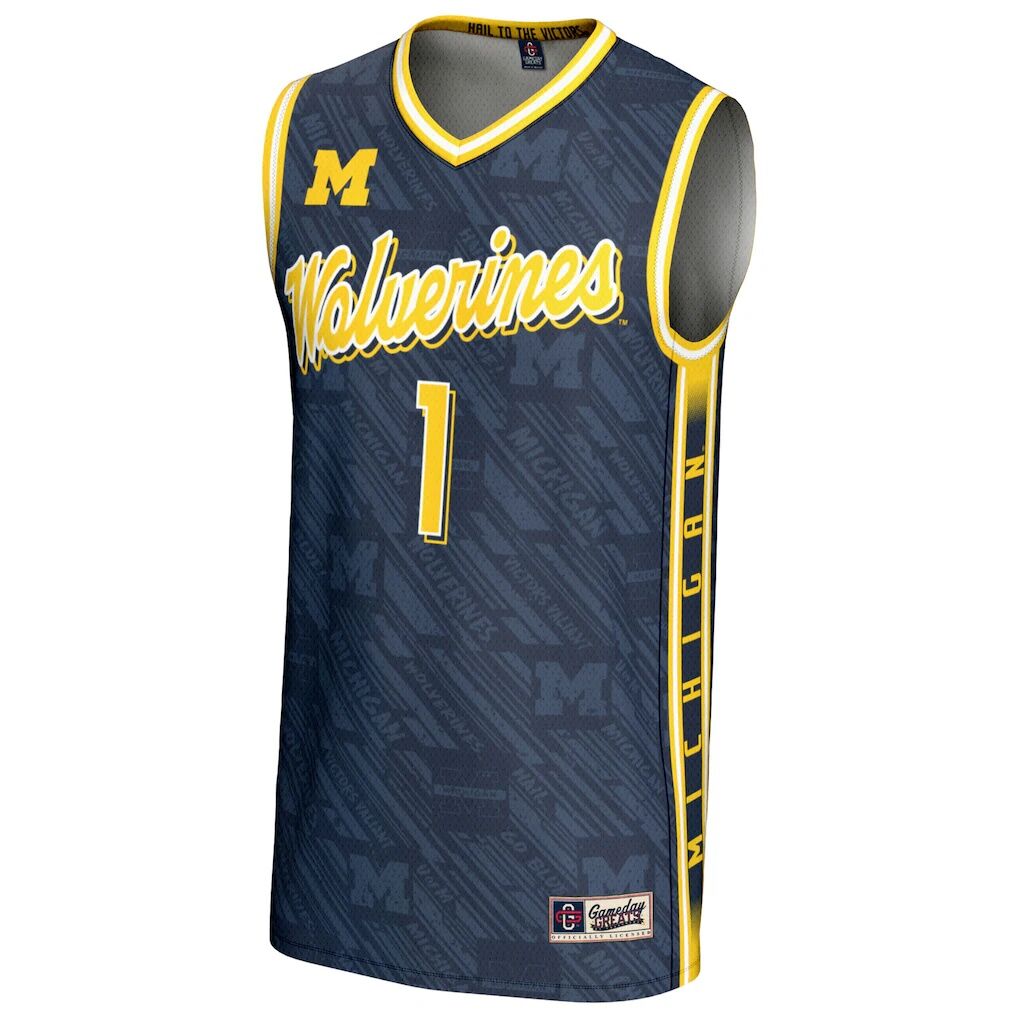 #1 Michigan Wolverines GameDay Greats Unisex Highlight Print Lightweight Basketball Fashion Jersey