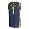 #1 Michigan Wolverines GameDay Greats Youth Highlight Print Lightweight Basketball Fashion Jersey - Navy - Detail View