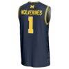 #1 Michigan Wolverines GameDay Greats Unisex Icon Print Lightweight Basketball Fashion Jersey - Navy - Detail View