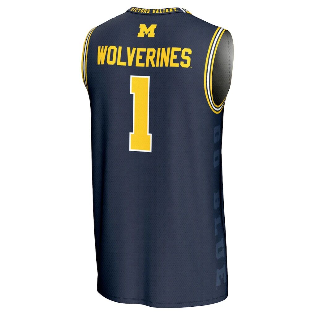 #1 Michigan Wolverines GameDay Greats Unisex Icon Print Lightweight Basketball Fashion Jersey