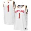 #1 Maryland Terrapins Under Armour Replica Basketball Jersey - White - Front View