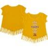 LSU Tigers Tiny Turnip Girls Youth Stacked Fringed T-Shirt - Gold - Front View