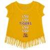 LSU Tigers Tiny Turnip Girls Youth Stacked Fringed T-Shirt - Gold - Side View