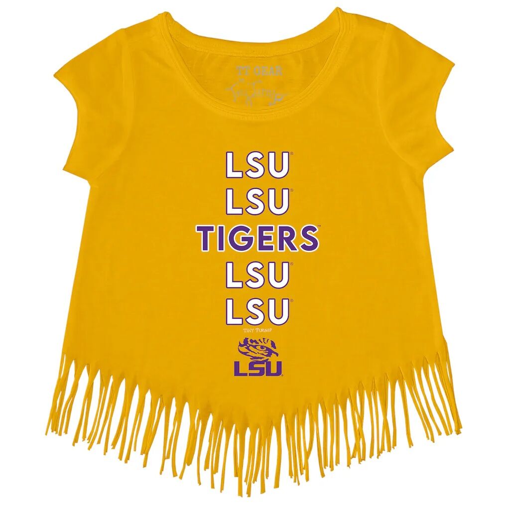 LSU Tigers Tiny Turnip Girls Youth Stacked Fringed T-Shirt