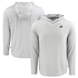UTEP Miners Cutter & Buck Coastline Epic Comfort Eco Recycled Long Sleeve Hoodie T-Shirt - Gray - Front View