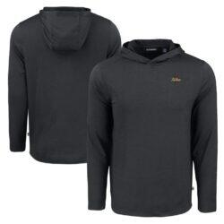 Tulsa Golden Hurricane Cutter & Buck Coastline Epic Comfort Eco Recycled Long Sleeve Hoodie T-Shirt - Black - Front View
