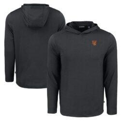 Tuskegee Golden Tigers Cutter & Buck Coastline Epic Comfort Eco Recycled Long Sleeve Hoodie T-Shirt - Black - Front View