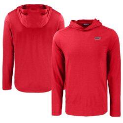 UIC Flames Cutter & Buck Coastline Epic Comfort Eco Recycled Long Sleeve Hoodie T-Shirt - Red - Front View