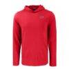 UIC Flames Cutter & Buck Coastline Epic Comfort Eco Recycled Long Sleeve Hoodie T-Shirt - Red - Side View