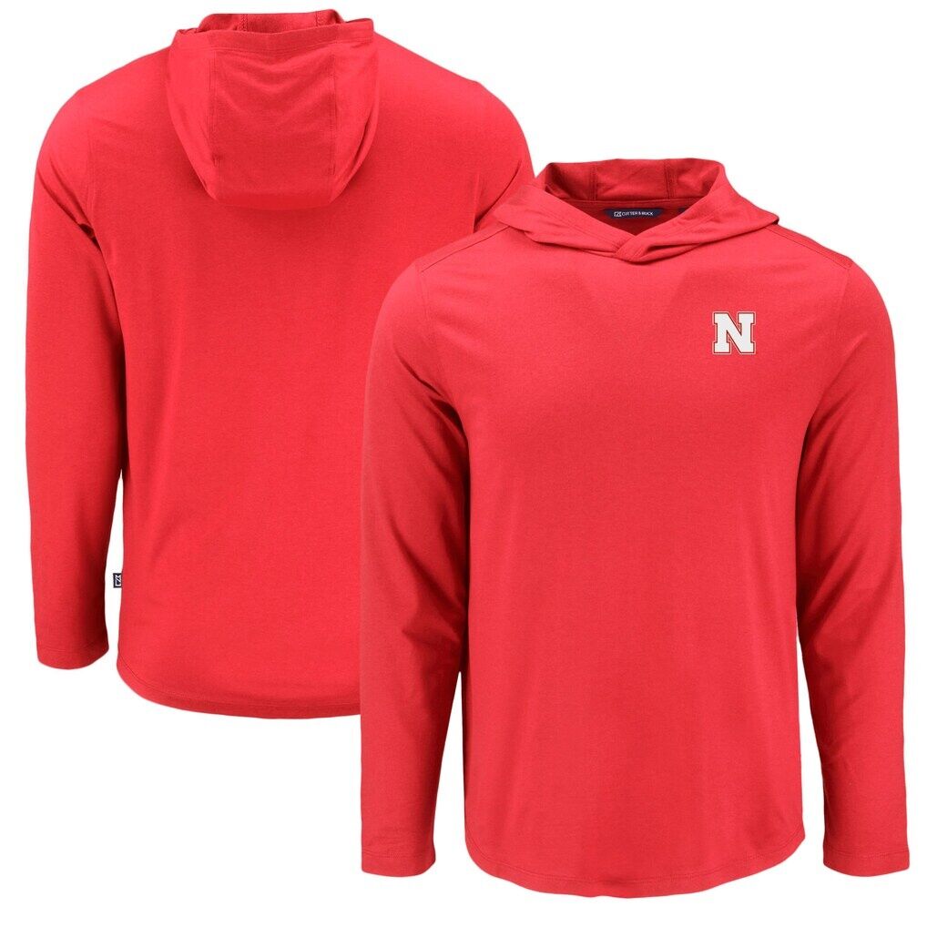Nebraska Huskers Cutter & Buck Coastline Epic Comfort Eco Recycled Long Sleeve Hoodie T-Shirt
