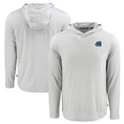 Old Dominion Monarchs Cutter & Buck Coastline Epic Comfort Eco Recycled Long Sleeve Hoodie T-Shirt - Gray - Front View