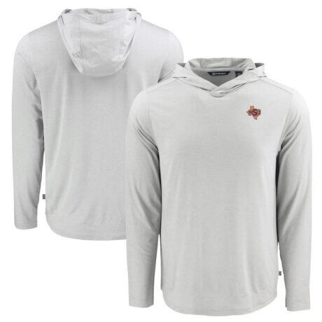 Midwestern State Mustangs Cutter & Buck Coastline Epic Comfort Eco Recycled Long Sleeve Hoodie T-Shirt - Gray - Front View