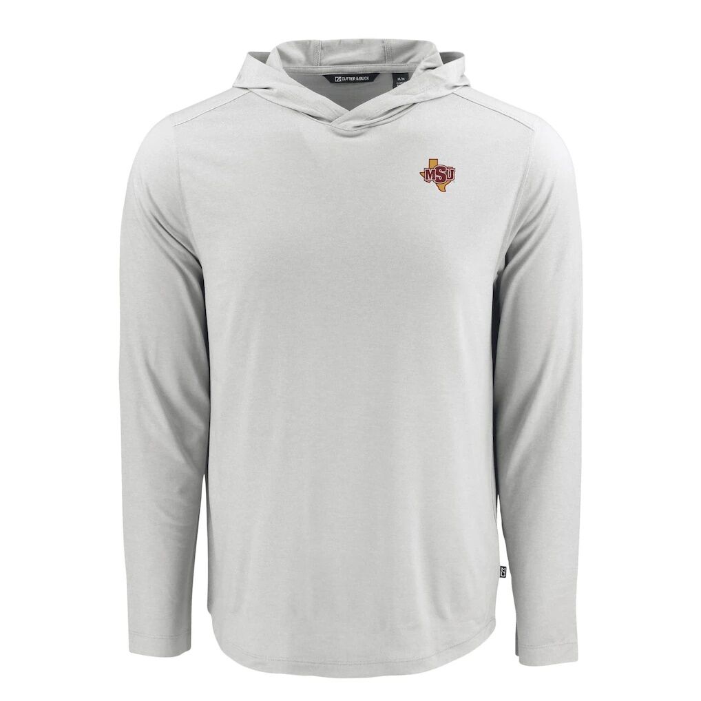 Midwestern State Mustangs Cutter & Buck Coastline Epic Comfort Eco Recycled Long Sleeve Hoodie T-Shirt