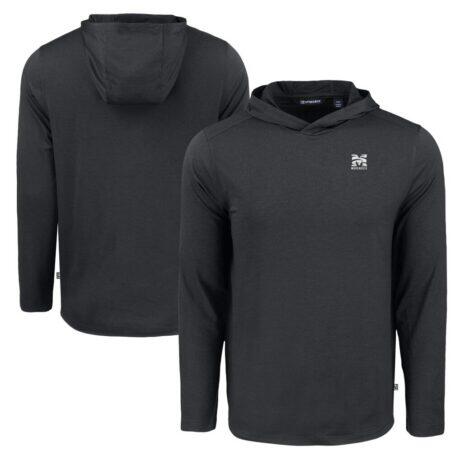 Morehouse Maroon Tigers Cutter & Buck Coastline Epic Comfort Eco Recycled Long Sleeve Hoodie T-Shirt - Black - Front View