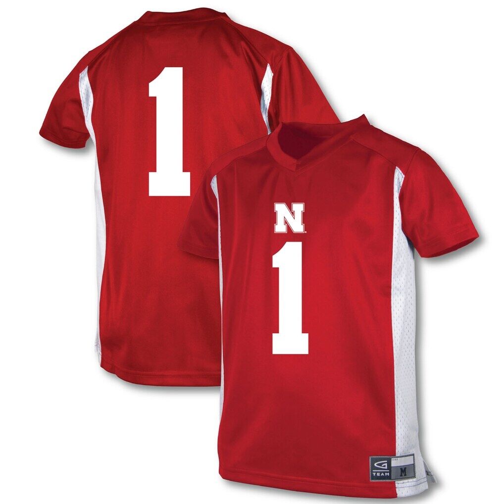 #1 Nebraska Huskers Garb Youth Football Jersey - Scarlet