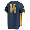 #14 West Virginia Mountaineers GameDay Greats Youth Lightweight Baseball Fashion Jersey - Navy - Detail View