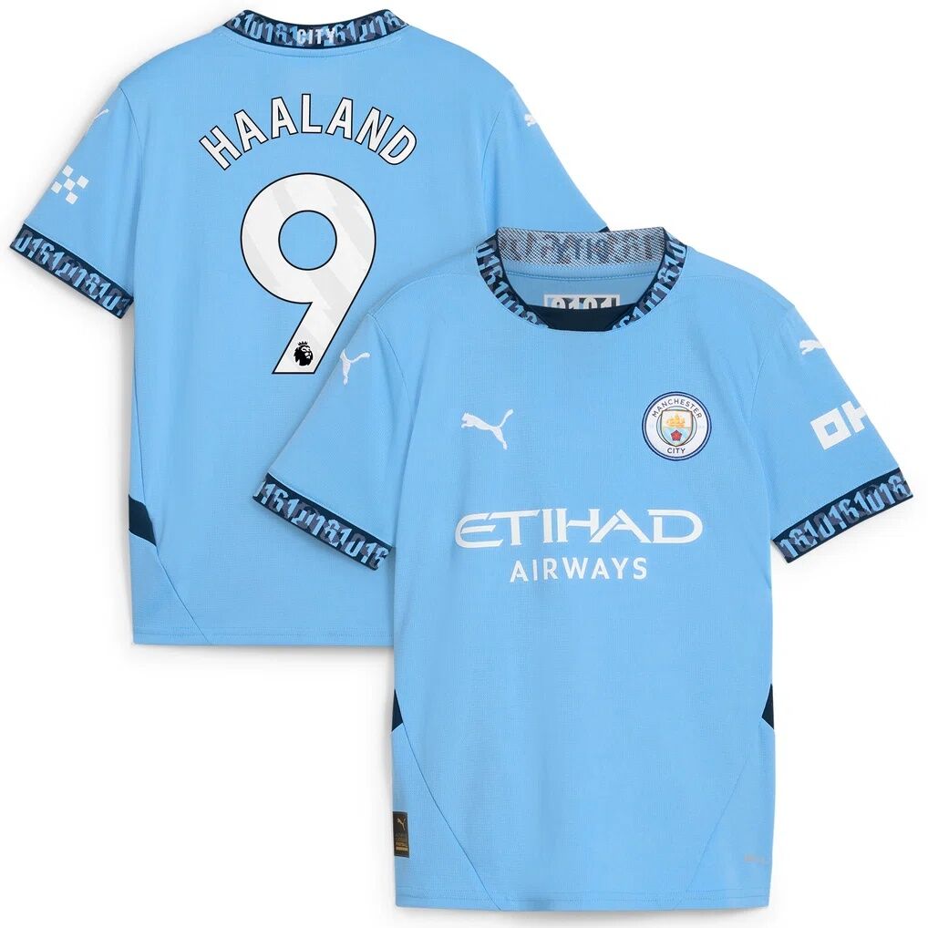 Erling Haaland Manchester City Puma Youth 2024/25 Home Replica Player Jersey - Light Blue