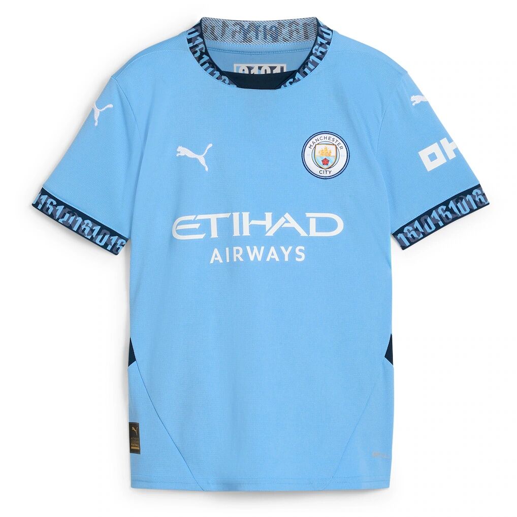 Erling Haaland Manchester City Puma Youth 2024/25 Home Replica Player Jersey - Light Blue
