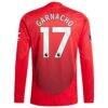 Alejandro Garnacho Manchester United 2024/25 Home Authentic Long Sleeve Player Jersey - Red - Detail View