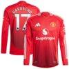 Alejandro Garnacho Manchester United 2024/25 Home Authentic Long Sleeve Player Jersey - Red - Front View