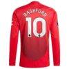 Marcus Rashford Manchester United 2024/25 Home Authentic Long Sleeve Player Jersey - Red - Detail View