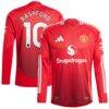 Marcus Rashford Manchester United 2024/25 Home Authentic Long Sleeve Player Jersey - Red - Front View