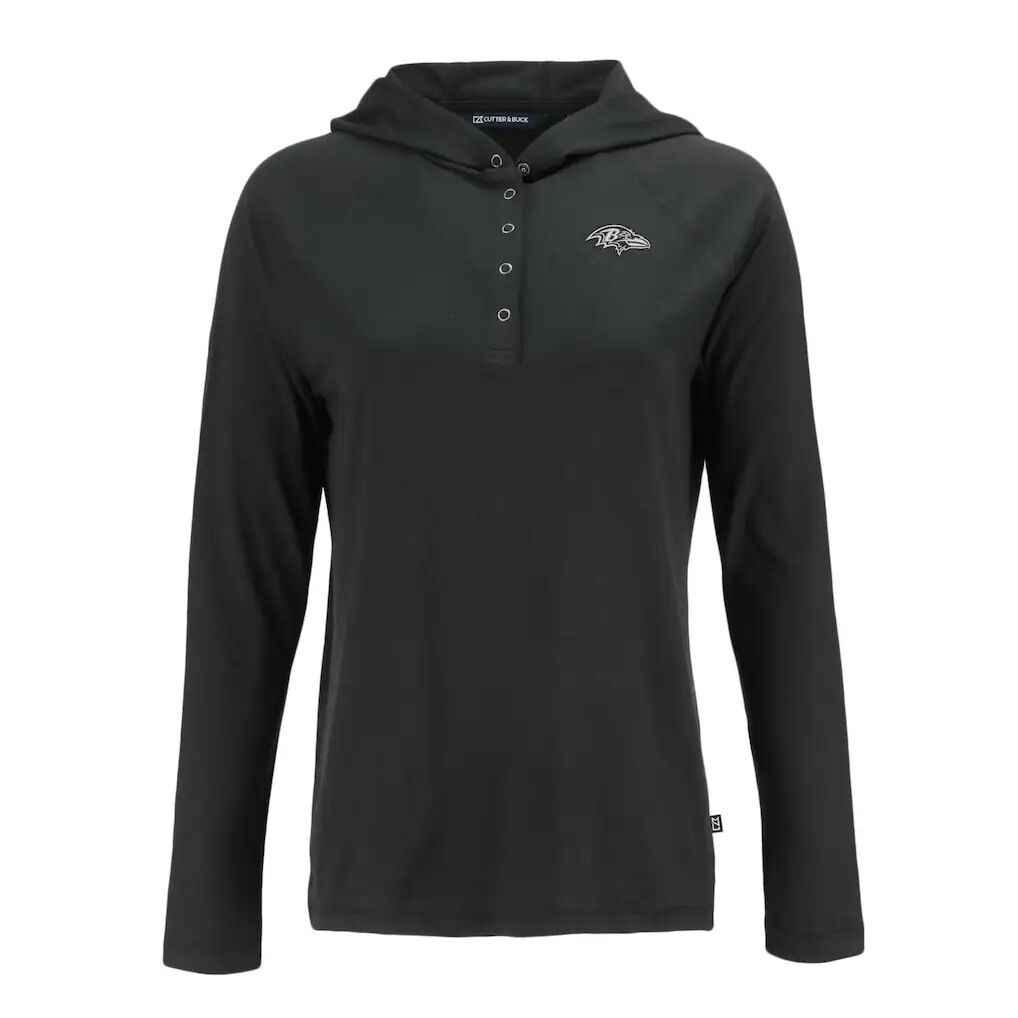 Baltimore Ravens Cutter & Buck Women's Coastline Epic Comfort Eco Recycled Long Sleeve Hoodie T-Shirt