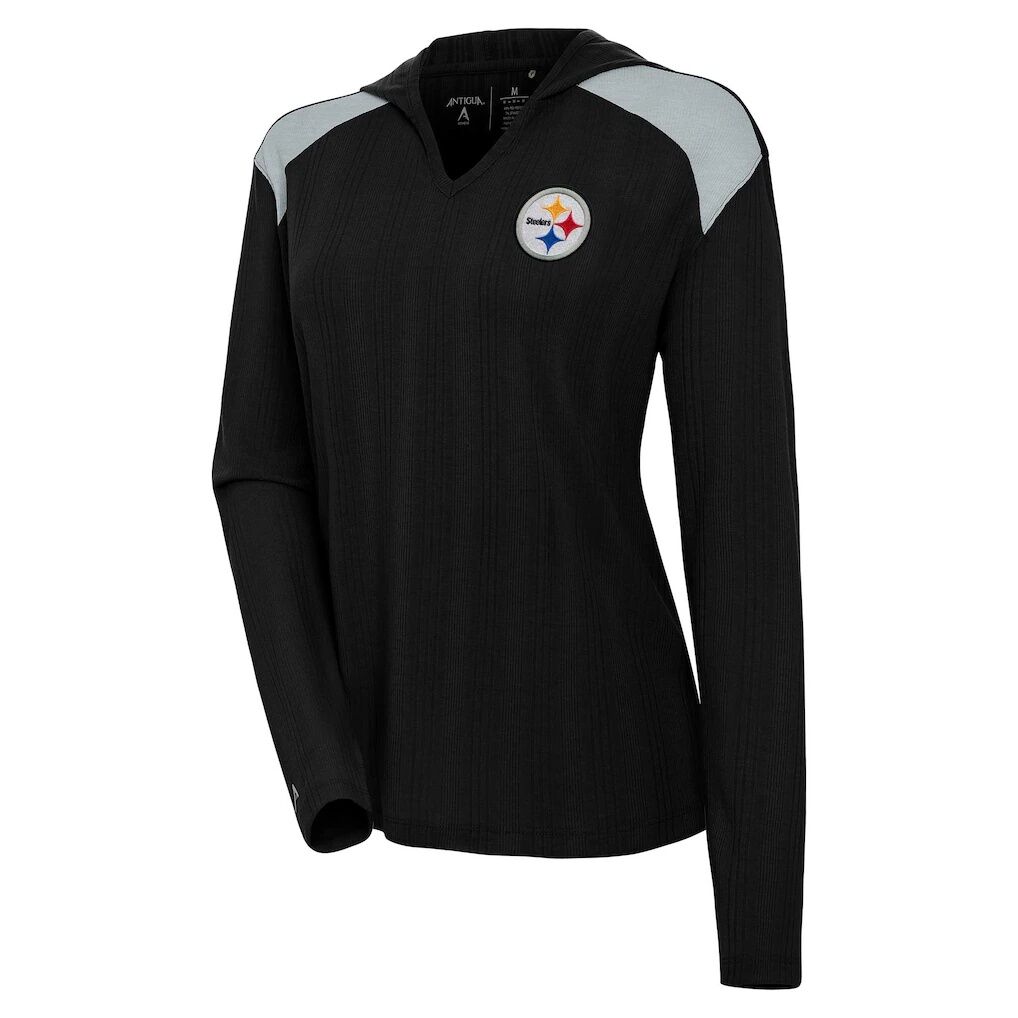 Pittsburgh Steelers Antigua Women's Opulent Long Sleeve Hoodie T-Shirt