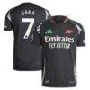 Bukayo Saka Arsenal adidas 2024/25 Away Authentic Player Jersey - Black - Front View