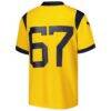 #67 West Virginia Mountaineers Nike Youth Alternate Game Jersey - Gold - Detail View