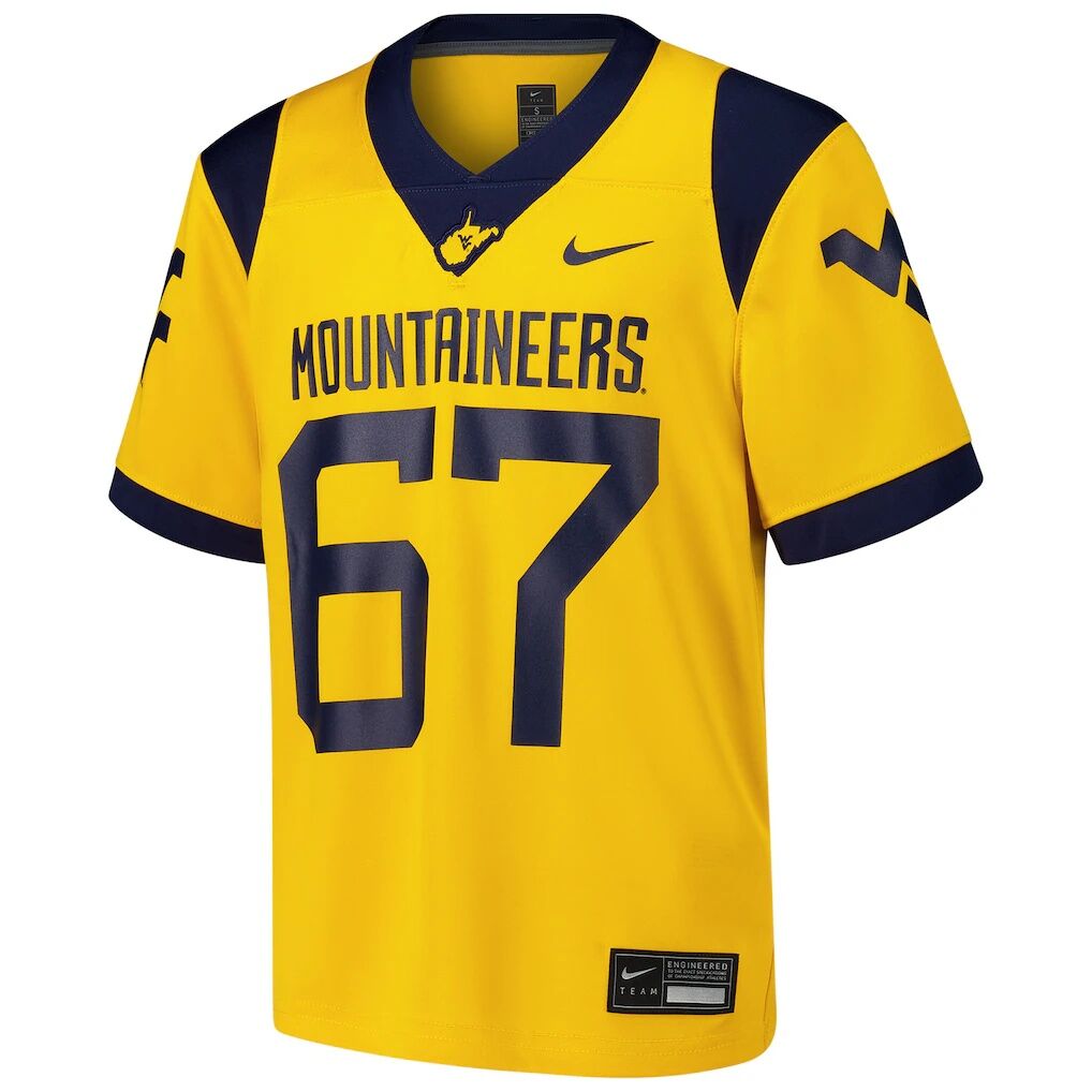 #67 West Virginia Mountaineers Nike Youth Alternate Game Jersey