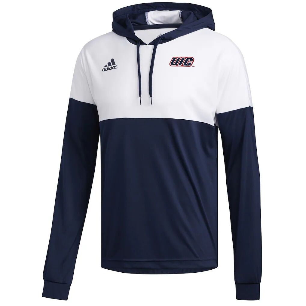 UIC Flames adidas Legend Shooter Long Sleeve Hoodie T-Shirt - Navy/White