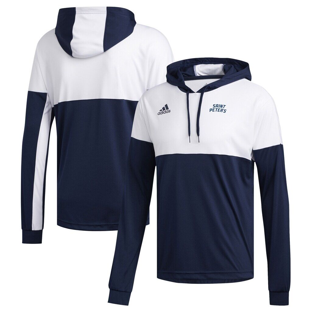 Saint Peter's Peacocks adidas Legend Shooter Long Sleeve Hoodie T-Shirt - Navy/White