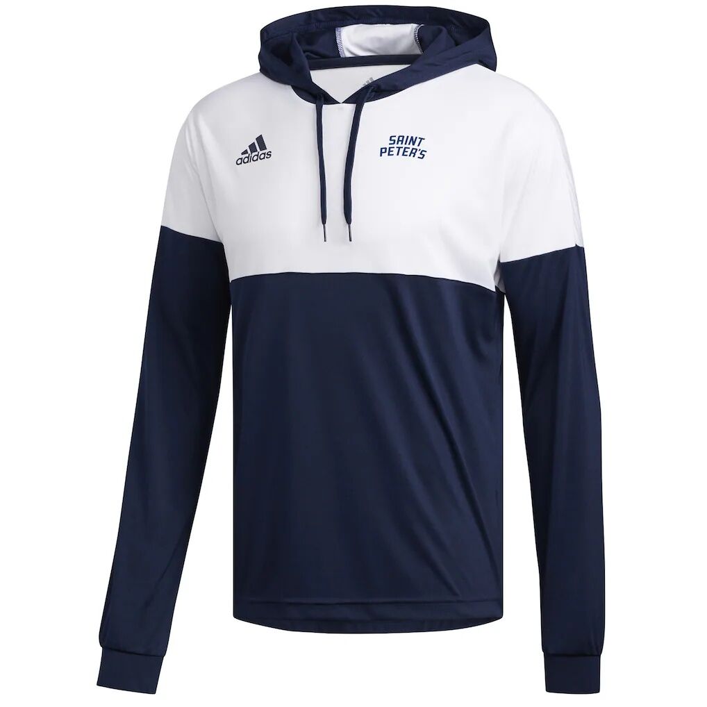 Saint Peter's Peacocks adidas Legend Shooter Long Sleeve Hoodie T-Shirt - Navy/White