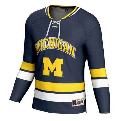 Michigan Wolverines GameDay Greats Spirit Hockey Jersey - Navy - Side View