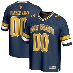 West Virginia Mountaineers GameDay Greats Unisex NIL Pick-A-Player Football Fashion Jersey - Navy - Front View