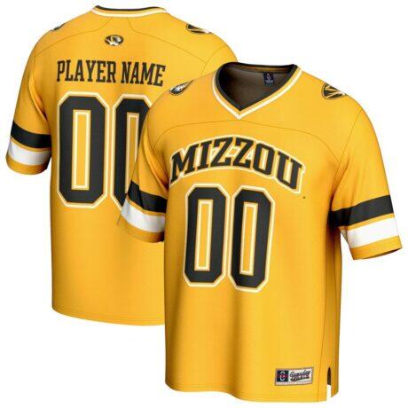 Missouri Tigers GameDay Greats Youth NIL Pick-A-Player Football Fashion Jersey - Gold - Front View
