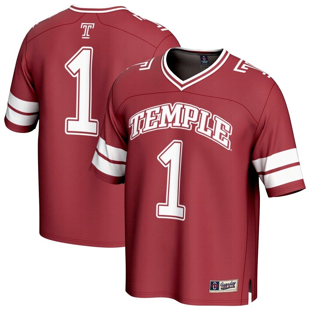 #1 Temple Owls GameDay Greats Youth Collegiate Football Fashion Jersey - Cherry