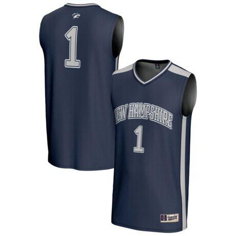 #1 New Hampshire Wildcats GameDay Greats Unisex Lightweight Collegiate Basketball Fashion Jersey - Navy - Front View