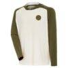 Boston Bruins Antigua Intrepid Sand Raglan Long Sleeve Hoodie T-Shirt - - Front View