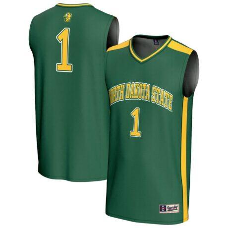 #1 NDSU Bison GameDay Greats Youth Lightweight Basketball Fashion Jersey - Green - Front View