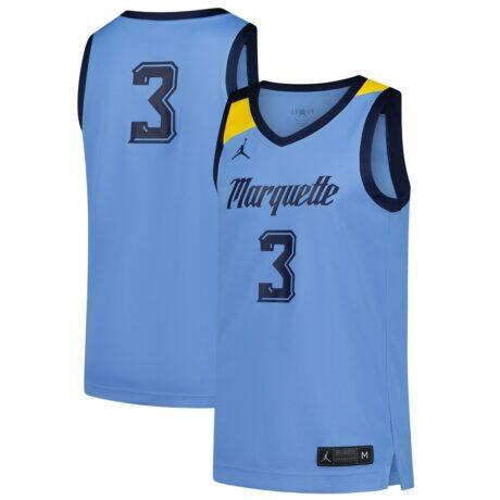 #3 Marquette Golden Eagles Jordan Brand Replica Basketball Jersey - Blue - Front View