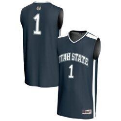 #1 Utah State Aggies GameDay Greats Unisex Lightweight Basketball Fashion Jersey - Navy - Front View