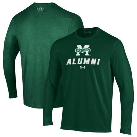 Manhattan Jaspers Under Armour Alumni Performance Long Sleeve T-Shirt - Green - Front View