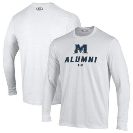 Mount St. Mary's Mountaineers Under Armour Alumni Performance Long Sleeve T-Shirt - White - Front View