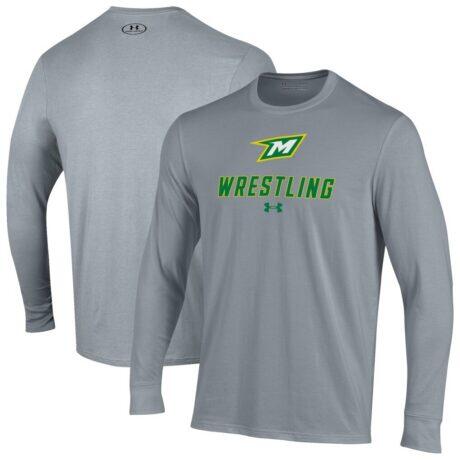 McDaniel Green Terror Under Armour Wrestling Performance Long Sleeve T-Shirt - Gray - Front View